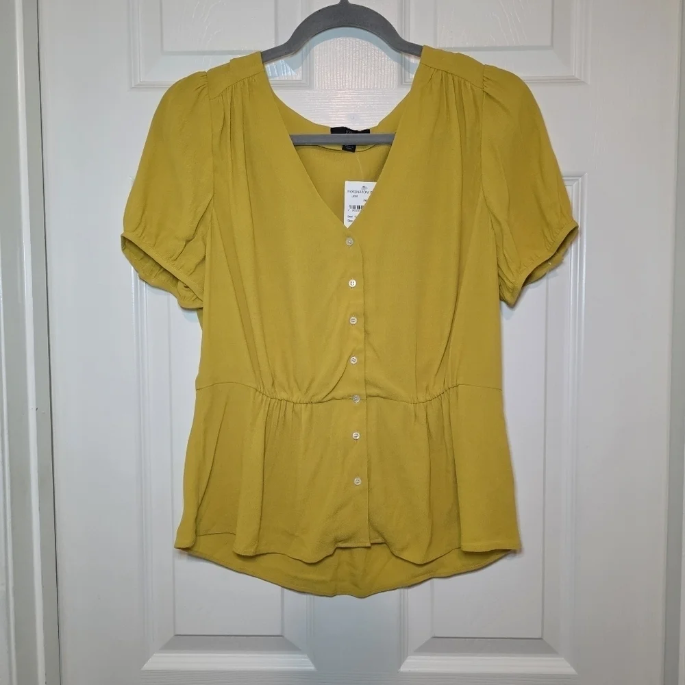 J. Crew Short Sleeve Button Peplum Blouse M